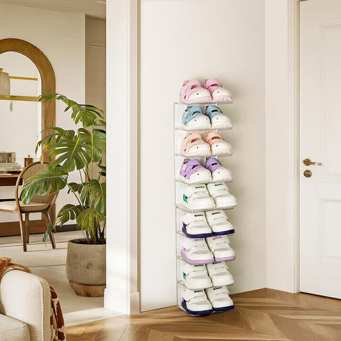 Closet 4 2PC Clear Acrylic Kids Shoe Rack for Organizers and Storaget, Baby Shoe Storage Small Shoe Rack Sections Kids