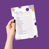 Purple and Gold Baby Shower Games - Word Scramble Game for Gender Reveal - 25 Pack, Royal Mermaid Design