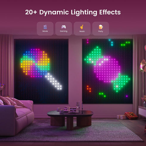 5x6.5 475 100+ 20+ YEELIGHT Smart Curtain Lights, Ft, LEDs, APP Control, DIY Graffiti, GIF Scene Modes, RGB Dynamic