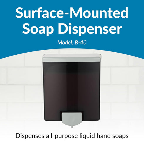 Bobrick B-40 Manual Wall-Mounted Soap Dispenser - 40 fl oz Capacity, ADA Compliant