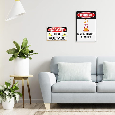 Mad Scientist Home Wall Decor - Aluminum Science Gifts, Laboratory Sign Tin Metal Decor for Chemistry Classroom