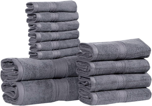 Hillfair 12 piece 600 GSM Cotton Bath Towels - Hotel Spa Quality