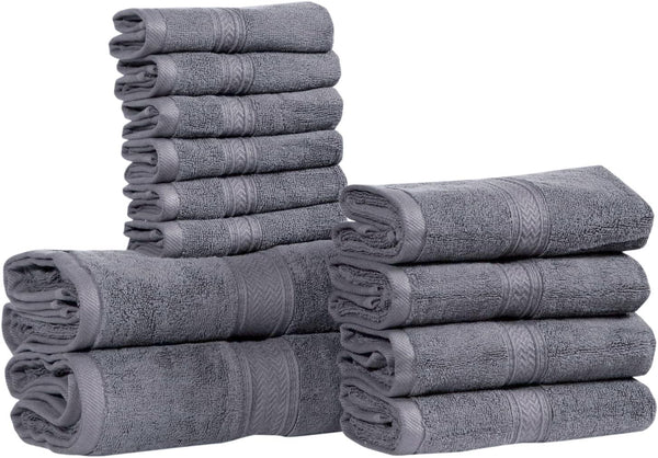 Hillfair 12 piece 600 GSM Cotton Bath Towels - Hotel Spa Quality