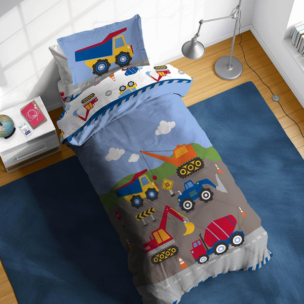 Sunny Side Up Construction Zone Twin Comforter Set - 5 Piece Kids