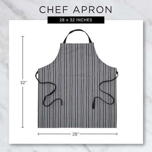 DII Chef Stripe Kitchen Apron - Professional and Commercial Grade, Tango Red