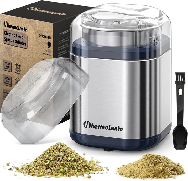 Herb Grinder Spice Grinder, 200W Electric Grinder with Stainless Steel Blade, Compact Size, 5.11in