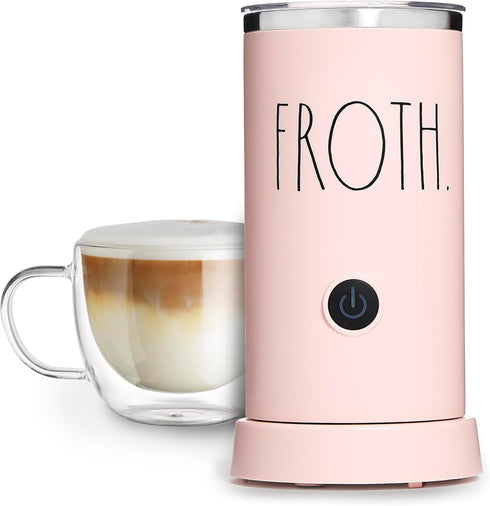 Rae Dunn Electric Milk Frother Steamer, Automatic Milk Steamer and Frother for Coffee, 550 Watt - Blush