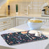 Dish Drying Mat for Kitchen Counter, Colorful Flowers Black Absorbent Drying Matt for Dishes Sink 16'' x 18''