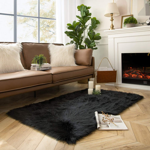 Ashler Faux Fur Rug, Fluffy Shaggy Area Rug, Ultra Soft 3 x 5 Feet Rectangle for Nursery, Kids Room, Living Room