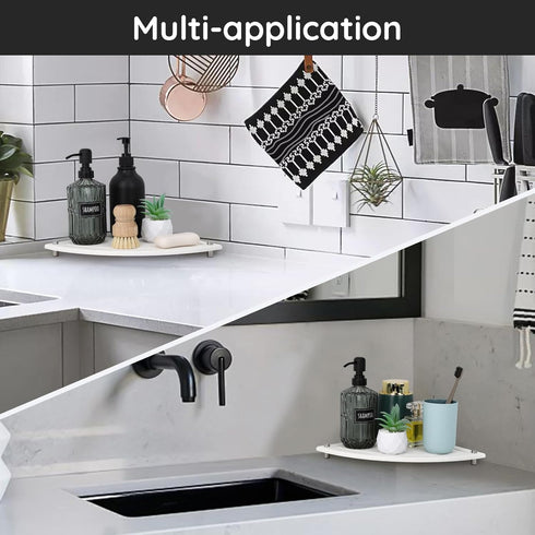 Segbeauty Fast Drying Corner Counter Shelf, 9.85in Diatomite Tray for Bathroom Counter Decor, Soap Dispenser Organizer