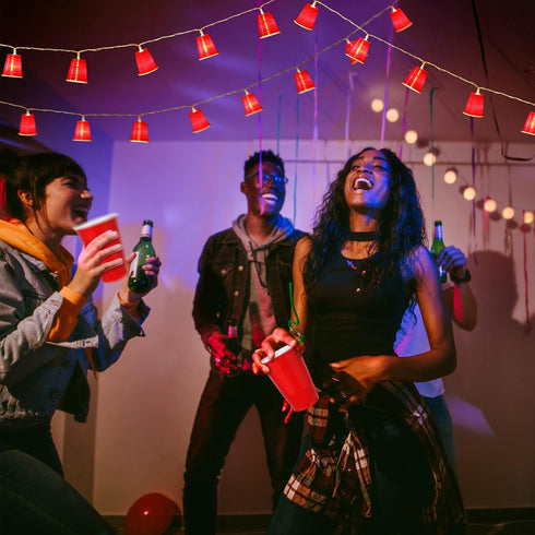 2 Pack 13 20 Hiboom FT LED Cups String Lights, Mini Shot Cups Fairy Light Decoration, Battery Operated Party LED