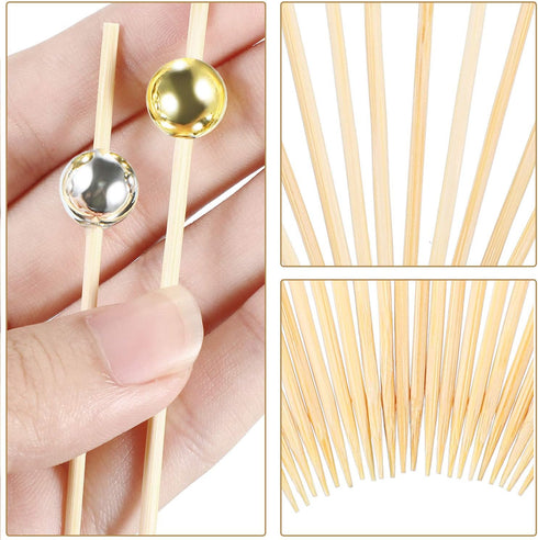 Blulu 200 Pack Cocktail Picks, Fancy Toothpicks for Appetizers, 4.7 Inch Pearl Skewers