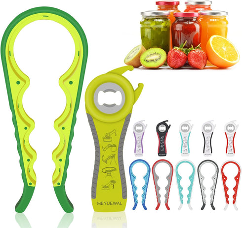 Jar Opener, 6 In 1 Bottle Opener for Weak Hands, Multifunctional Lid Opener Kit for Seniors & Kids