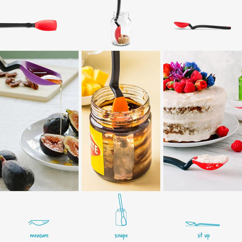 Dreamfarm Mini Supoon Non-Stick Silicone Scraping Cooking Spoon - 8" Red, Jar Scraper Measures 5ml Tsp