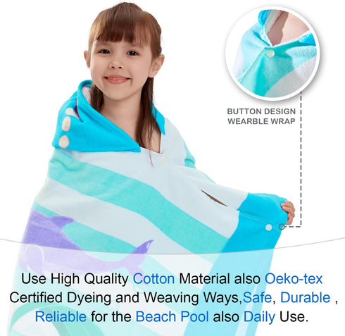 3-8, 30''X50,100% VOOVA & MOVAS Toddler Bath Towels Age Cotton | Soft | Thick, Hooded Towel for Kids Girls, Perfect