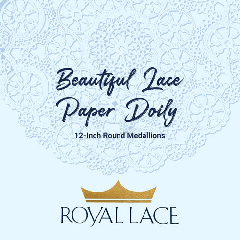 Royal Lace Medallion Lace Round Paper Doilies, 10-Inch, Silver, Pack of 8