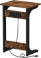 TUTOTAK C Shaped End Table with Charging Station, Side Table, Couch Table