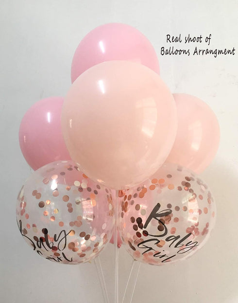 12inch Blush Pink Balloons and Rose Gold Confetti Balloons for Baby Shower Birthday Girl Party Decorations