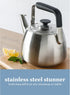 2 Sur La Table Kitchen Essentials Qt Heavy Gauge Brushed Stainless Steel Whistling Tea Kettle Durable Stovetop Kettle