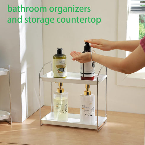 2 Countertop,Vanity Countertop Tier Bathroom Organizer Organizer,Tool-Less Installation Vanity Shelf Small Plastics