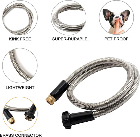 Yanwoo 304 Stainless Steel 2ft Garden Hose, Flexible & Lightweight Heavy Duty Short Water Hose