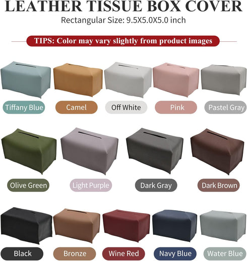 Livelab Dark Brown Tissue Box Cover, Rectangular PU Leather Tissue Box Case Organizer for Vanity, Night Stands, Office