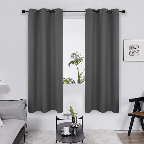 Deconovo 100% Blackout Curtains, Noise Reducing Thermal Insulated Drapes, Dark Grey, 42x63 Inch, 1 Panel