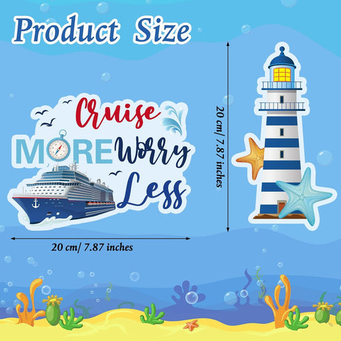 12 Pieces Cruise Door Magnets Decorations, Sea Navigation Ship Car Refrigerator Magnets Stickers Anchor Cruise Cabin Door Fridge Magnetic Decorations for Carnival Cruise Party (Classic Style)