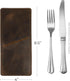 Set of 2 Rectangular Cutlery Sleeves, Utensils Place Setting, Silverware Holder, Full Grain Leather, Handmade, Bourbon