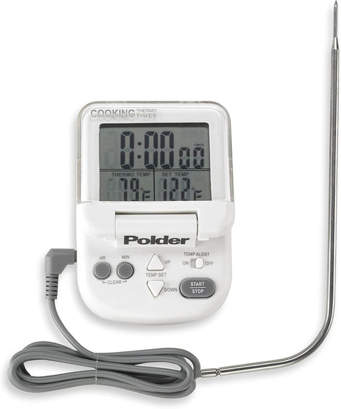 Polder Digital In-Oven Thermometer/Timer, White
