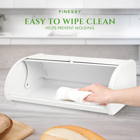 Countertop FINESSY Large Bread Box White for Pantry, Bread Box for Kitchen Stainless Steel, Breadbox Keeper for Fresh