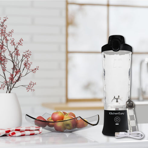 Elite Rechargeable Travel Blender: 240W Personal Smoothie Maker with 6-Leaf Blade, 600ml Capacity, Innovative Pop-Up