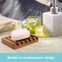 2PCS Self Draining Soap Dishes by HTB, Teak Wood Soap Holder, Soap Saver for Shower, Bathroom, Bath Tub, Kitchen