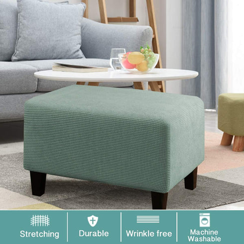Turquoize Jacquard Ottoman Cover Stretch Storage Ottoman Slipcover Protector Covers Stretch Fabric Sofa Slipcover