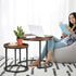 Set 2, 23.6inch ZENY Nesting Coffee Table of Round Coffee Table Wood Grain Top with Sturdy Metal Frame, Industrial End