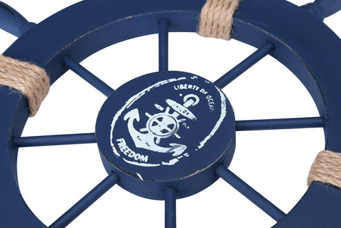 Rienar Nautical Ship Steering Wheel, 11" Diameter Wooden Beach Home Wall Décor