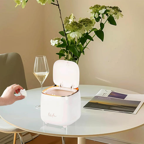 Countertop 2.2 L/0.6 60 5.5" Mini Trash Can for Desk, Desktop Garbage Can with Press Type Lid, Gal Mini Trash Tin