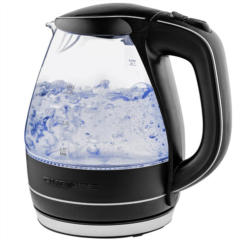 OVENTE Glass Electric Kettle, 1.5 Liter Fast Boiling Borosilicate Glass, BPA Free Auto Shut Off for Coffee & Tea