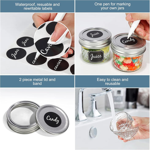 CycleMore 40 Pcs 4oz Clear Glass Mini Mason Jars with Silver Lids, Small Spice Canning Jars for Honey, Jam, Wedding