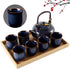 DUJUST Japanese Tea Set for 6, Kiln Altered Glaze Porcelain Tea Set with