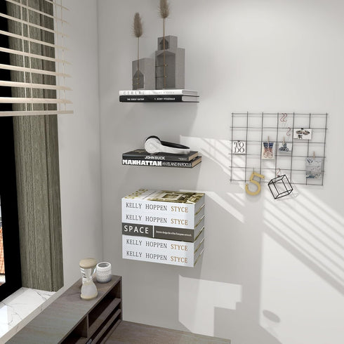 3-Pack STORAGE MANIAC Floating Book Shelves for Wall Mounted Invisible Floating Bookshelves Heavy-Duty Steel Hidden