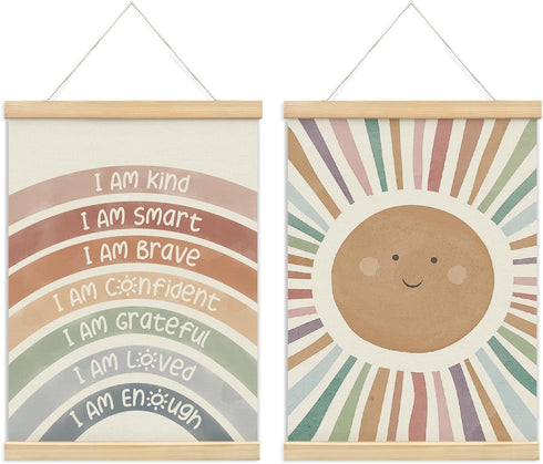 foedor Nursery Kids Room Bedroom Wall Art Decor Boho Cute Positive Affirmations Wall