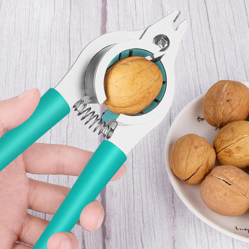 Handle-2 Nut Crackers for All Nuts Heavy Duty Walnut Cracker with Plier for Easy Cracking Stainless Steel Nut Cracker