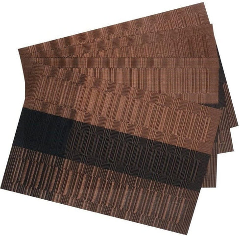 SHACOS Placemats Set of 4, Woven Vinyl Table Mats, Ombre Coffee Black, Heat Resistant, Wipe Clean