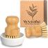 Bamboo Dish Brush, Eco Friendly Sisal Scrubber Brush with Ceramics Holder-Wooden Brush