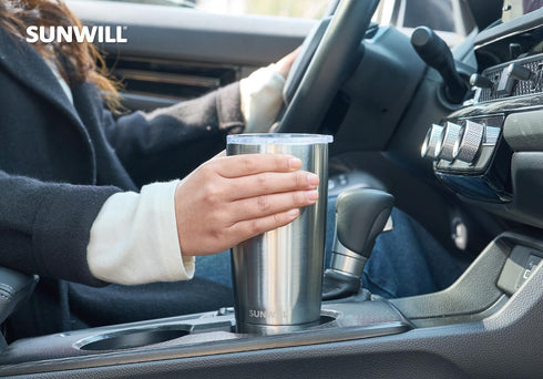 SUNWILL 20 oz Travel Coffee Tumbler, Stainless Steel Insulated Mug with Lid for Hot and Cold Drinks, Silver
