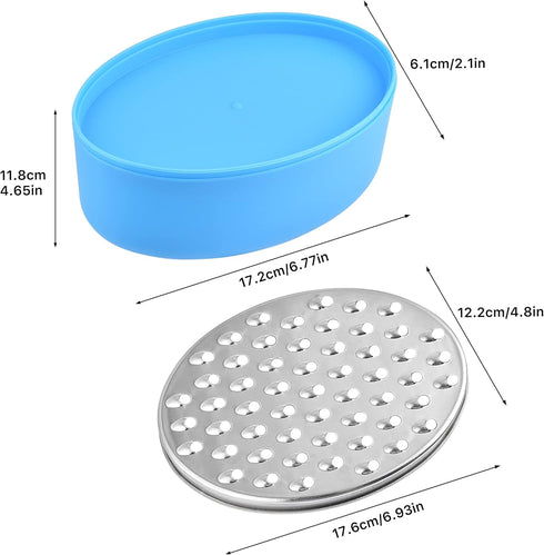 Cheese Grater with Food Storage Container & Lid, Perfect for Grating Hard Parmesan, Ginger, Vegetables (Blue)