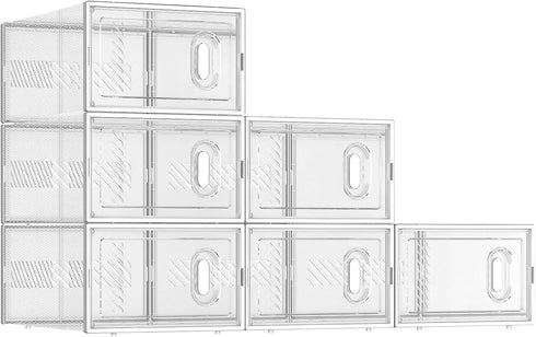 BALEINE 6 Pack Stackable Shoe Storage Boxes Fit Size 9, Thickened Clear