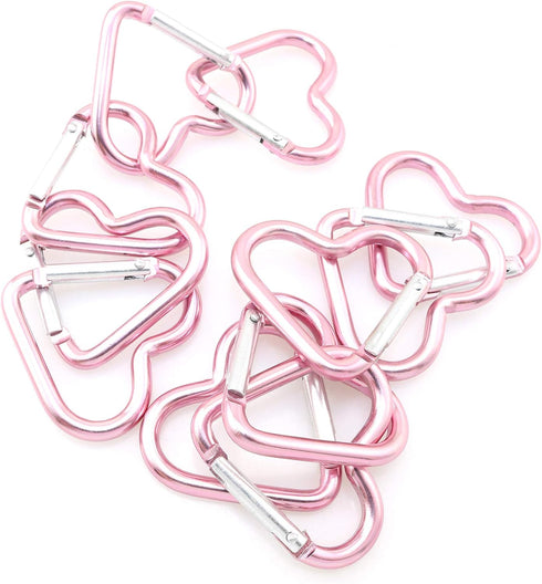 10pcs Heart-Shaped Aluminum Snap Hook Clip, Key Holder Keychain Clip (Light Pink)