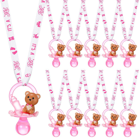 Coume 36 Pcs Shower Party Pacifiers Necklace Bear Bottle Acrylic Pacifiers Charm